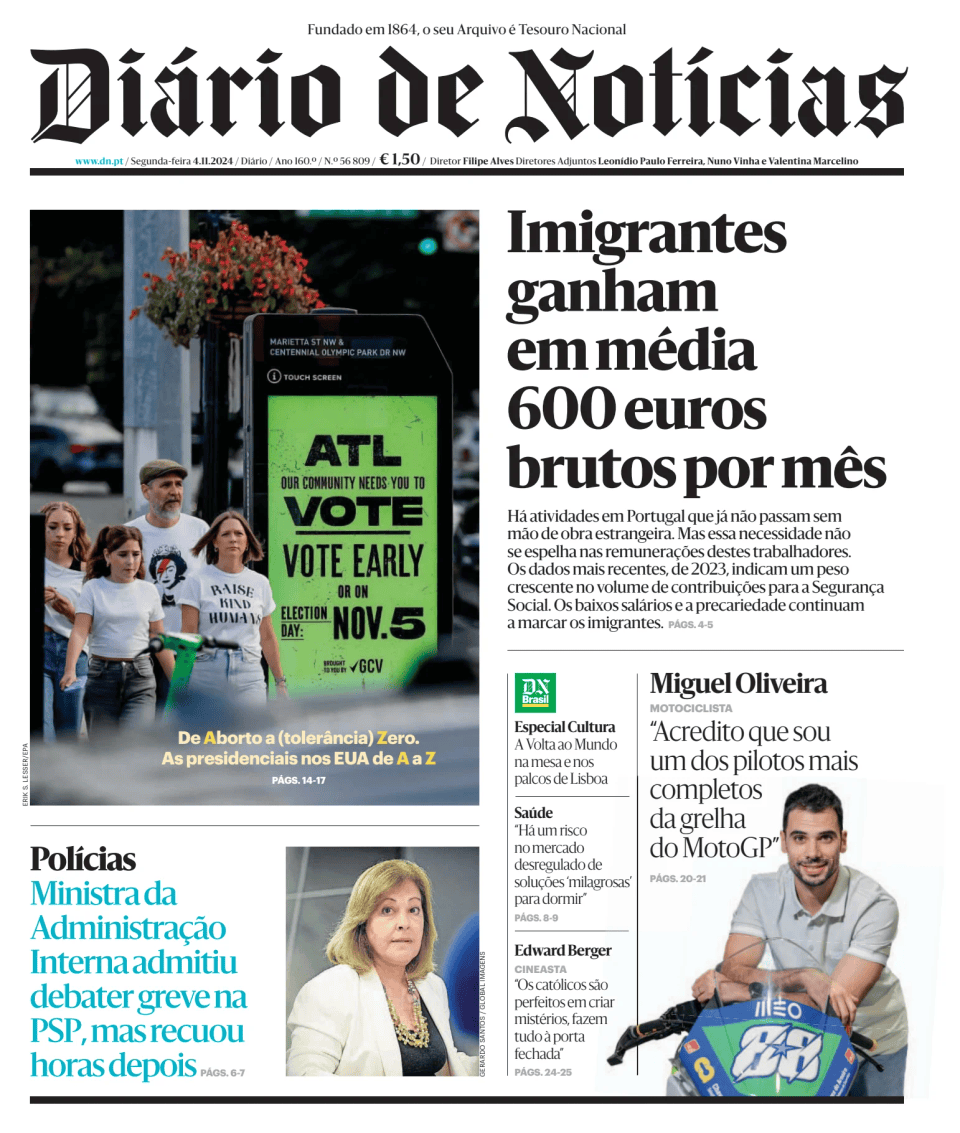 Prima-pagina-Diario de Noticias-edizione-di-oggi-20241104